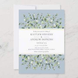 Invitación Boda de eucalipto azul polvoriento todo en uno
