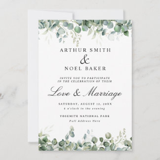 Invitación Boda de eucalipto bonita personalizable