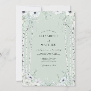 Invitación Boda de eucalipto bosque de abedul menta