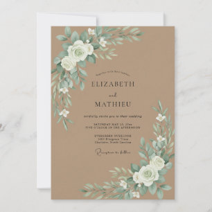 Invitación Boda de eucalipto caqui
