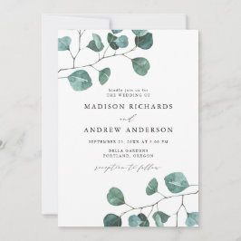 Invitación Boda de eucalipto con acuarela moderna