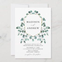 Invitación Boda de eucalipto con acuarela moderna