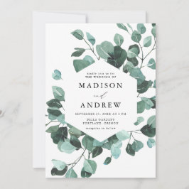 Invitación Boda de eucalipto con acuarela moderna