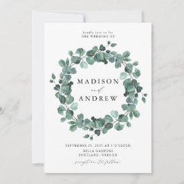 Invitación Boda de eucalipto con acuarela moderna