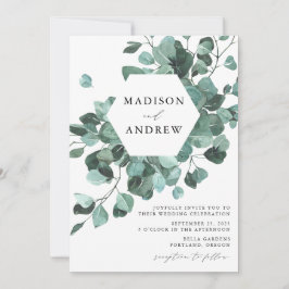Invitación Boda de eucalipto con acuarela moderna