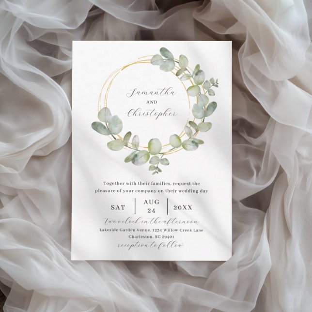 Invitación Boda de Eucalipto con Acuarela Verde Elegante (Subido por el creador)