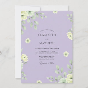 Invitación Boda de Eucalipto con Follaje Amarillo Lila