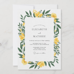Invitación Boda de Eucalipto con Follaje Amarillo Mostaza