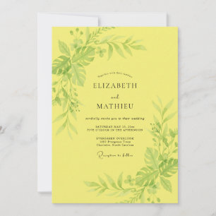 Invitación Boda de Eucalipto con Follaje Amarillo Soleado