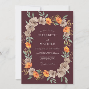 Invitación Boda de eucalipto con follaje ámbar granate