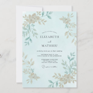 Invitación Boda de Eucalipto con Follaje Aqua Gold