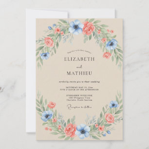 Invitación Boda de eucalipto con follaje azul coral