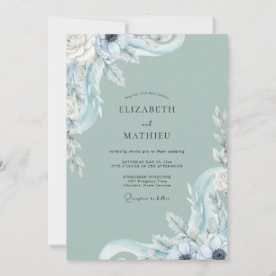 Invitación Boda de Eucalipto con Follaje Azul Hielo Espuma de