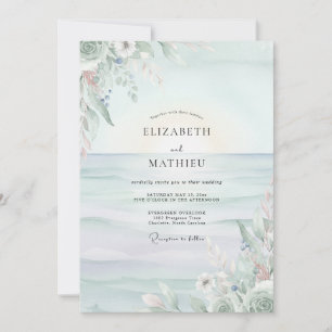 Invitación Boda de eucalipto con follaje costero acuático