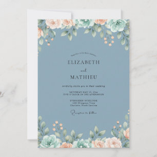 Invitación Boda de Eucalipto con Follaje de Albaricoque de Ac