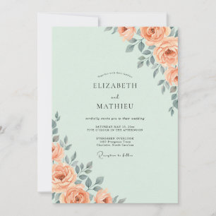 Invitación Boda de Eucalipto con Follaje de Albaricoque Menta