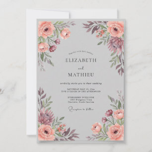 Invitación Boda de Eucalipto con Follaje de Ciruela Polvorien
