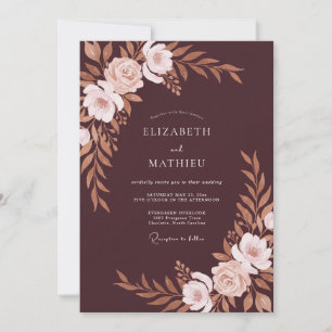 Invitación Boda de Eucalipto con Follaje de Cobre Granate