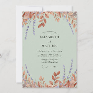Invitación Boda de Eucalipto con Follaje de Cobre y Salvia Mu