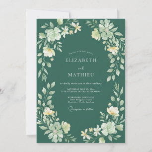 Invitación Boda de eucalipto con follaje de color azul verde 