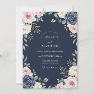 Invitación Boda de Eucalipto con Follaje de Color Malva a Med