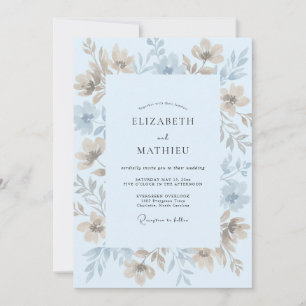 Invitación Boda de Eucalipto con Follaje de Crema Azulada