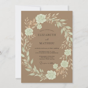 Invitación Boda de Eucalipto con Follaje de Crema Beige
