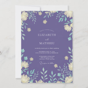 Invitación Boda de Eucalipto con Follaje de Crema y Vinca