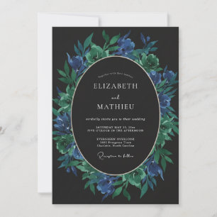Invitación Boda de Eucalipto con Follaje de Esmeralda Zafiro