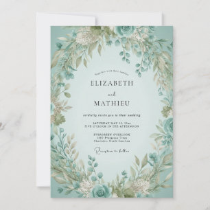 Invitación Boda de eucalipto con follaje de espuma de mar
