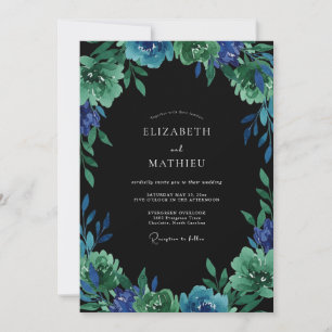Invitación Boda de Eucalipto con Follaje de Jade Índigo