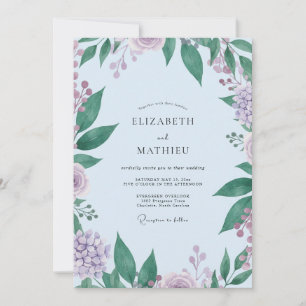 Invitación Boda de eucalipto con follaje de lavanda
