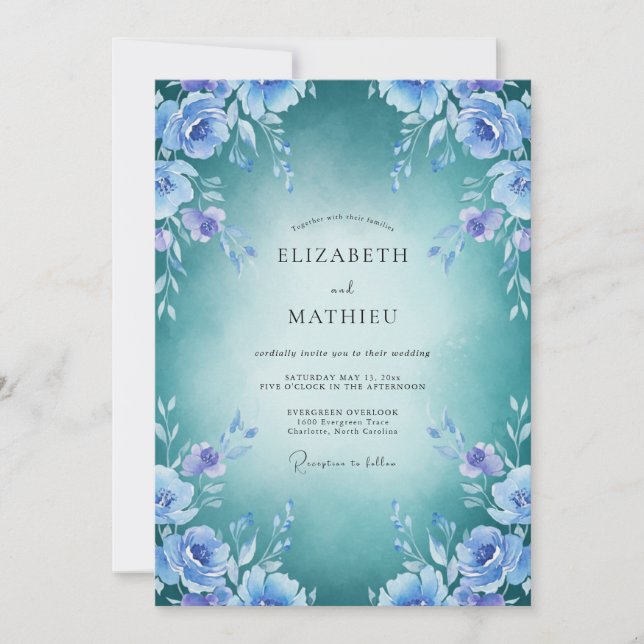 Invitación Boda de eucalipto con follaje de lavanda acuática (Anverso)