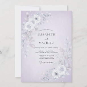 Invitación Boda de Eucalipto con Follaje de Lila Plateado