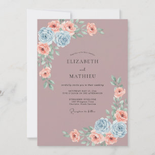 Invitación Boda de Eucalipto con Follaje de Lila Polvoriento