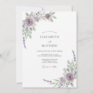 Invitación Boda de Eucalipto con Follaje de Lila Violeta