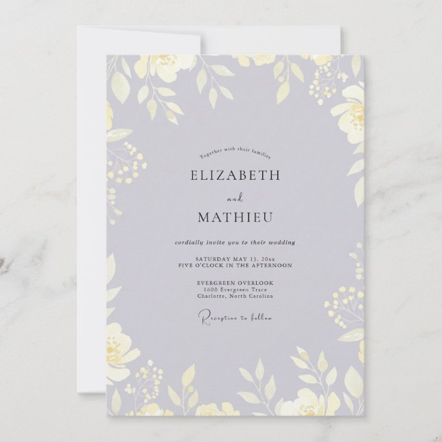 Invitación Boda de Eucalipto con Follaje de Mantequilla de La (Anverso)