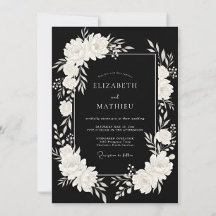 Invitación Boda de eucalipto con follaje de marfil negro