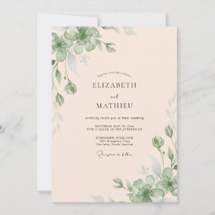 Invitación Boda de Eucalipto con Follaje de Melocotón Pálido