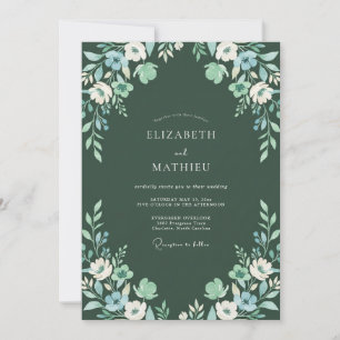 Invitación Boda de eucalipto con follaje de menta de medianoc