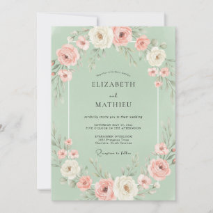 Invitación Boda de Eucalipto con Follaje de Menta Rubor