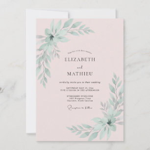 Invitación Boda de eucalipto con follaje de menta suave