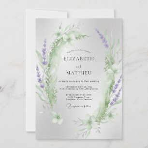 Invitación Boda de Eucalipto con Follaje de Menta Violeta