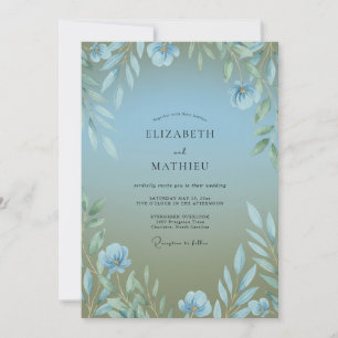 Invitación Boda de Eucalipto con Follaje de Oliva Azure