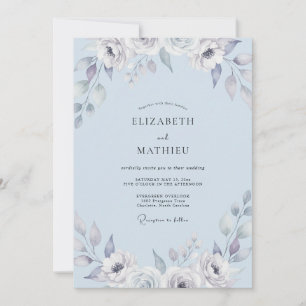 Invitación Boda de Eucalipto con Follaje de Periwinkle Brumos