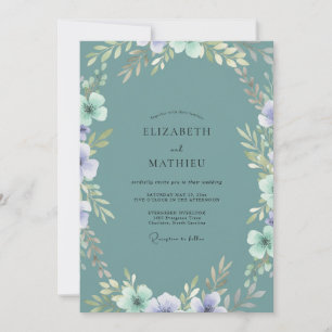 Invitación Boda de eucalipto con follaje de pervinca espuma d