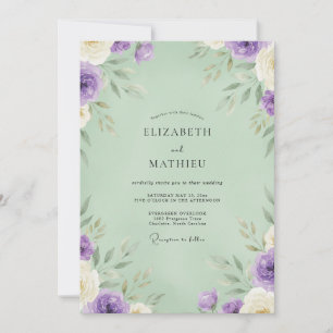 Invitación Boda de Eucalipto con Follaje de Pistacho y Amatis