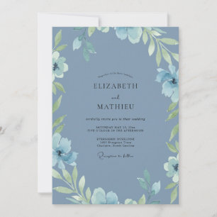 Invitación Boda de Eucalipto con Follaje de Pizarra Polvorien