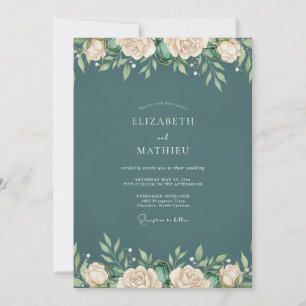 Invitación Boda de eucalipto con follaje de pizarra profunda