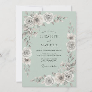 Invitación Boda de Eucalipto con Follaje de Plata Espuma de M